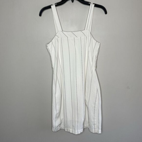 HEARTLOOM Rhea Dress Women XS Side Button Striped Mini Linen Blend Sleeveless - Picture 8 of 13